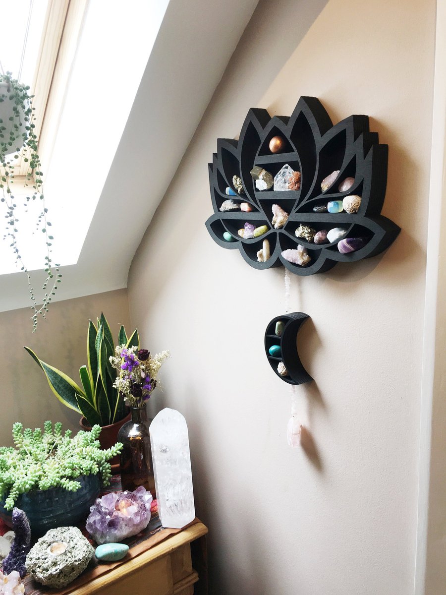 Lotus Flower and Moon Hanging Shelf - coppermoonbou