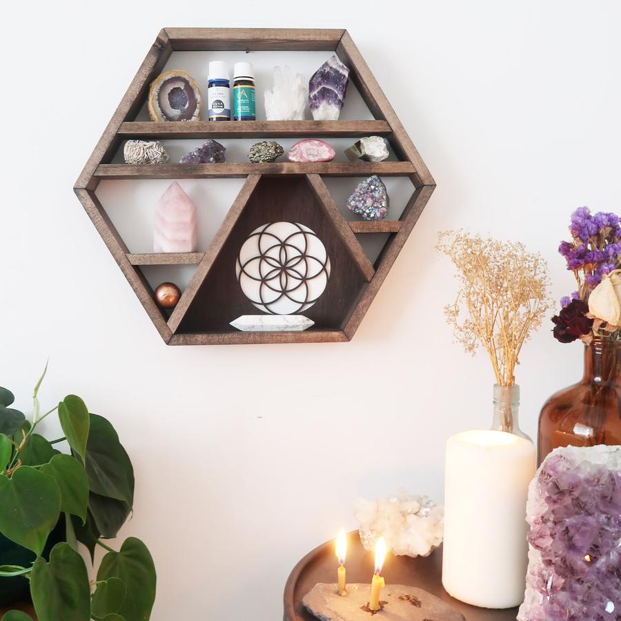Seed Of Life Wooden Crystal Shelf - coppermoonbouti (1)